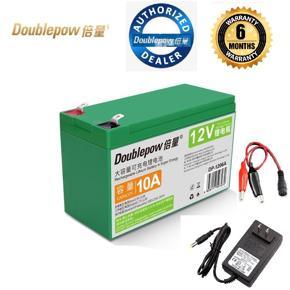 Doublepow 18650 Rechargeable 12v 10ah lithium battery pack for solar systems with adapter