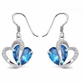 Blue stone Heart Shaped Earrings