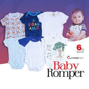 6 Pcs Assorted Pack Baby Romper Bodysuit Unisex Zero 0 Month- 36 Month Cotton High Quality
