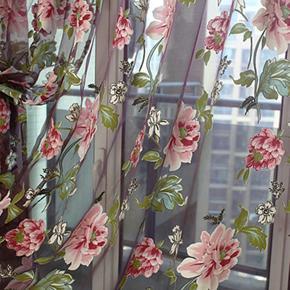 Home Textile Flower Embroidered Chinese Fabric Tulle Sheer 3D Window Curtain