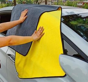 Premium Professional 160cmDouble-Sided Car Microfiber Towel Gray- Yellow / Blue Microfiber Car Cleaning Cloth