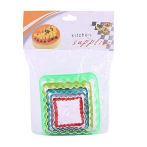 Square Shape Plastic Cookie Cutter,Bread Cutter,Cake Decoration Tools 5 Pieces Set  - Multicolor