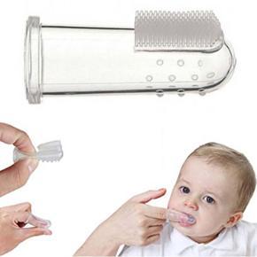 Baby Finger Toothbrush Toddler Infant Soft Silicone Teether Brush - Transparent