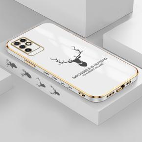 Hontinga for Infinix Note 10 Back Cover Luxury 6D Plating Cartoon Lucky Deer Side Pattern Case Soft Silicone Square Phone Cases