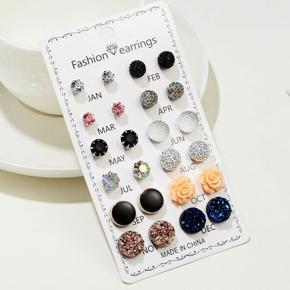 New Fashionable 12 Pairs = 24 Pcs Stud Earrings Set for Girls Simple Stylish New collection - Earrings Set 12 Pairs for Women Simple Top - Earring Set for Girls - Ear Rings Set 12 Pairs/ Earring for W