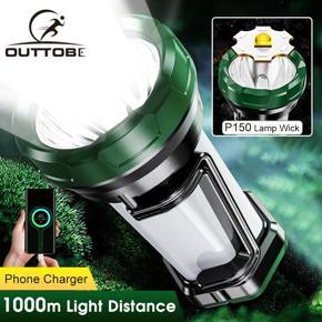 Outtobe 10W Hand Lamp P150 Long Sho t Fla shlight Powerful Multifunctional Flas hlight LED Floodlight Searchlight with COB Side Light USB Rechargeable Work Light