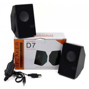 D7 Multimedia Wired Mini USB Speaker - Black