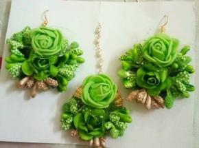 Artificial flower Earrings and tikli set for girls & women