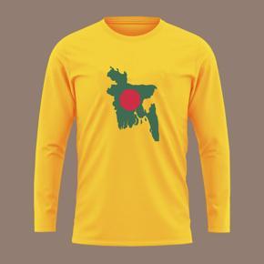 BD Map Yellow  long Sleeve T-Shirt For Men