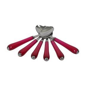 Stainless Steel Tea Spoon Set - 6 Pieces Red Color