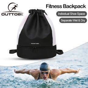 Outtobe Backpack Drawstring Bag Fitness Backpack Waterproof Shoulder Bag Travel Bag Gym Bag Dry and Wet Separation