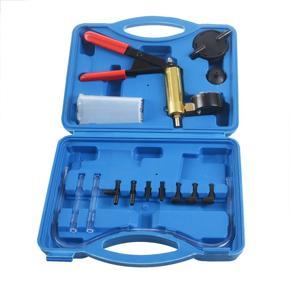 2 In 1 Brake Bleeder Kit Hand Held Vacuum Pump Test Set For Automotive With Sponge Protected Case,Adapters,One-Man Brake And Clutch Bleeding System Gold + Blue