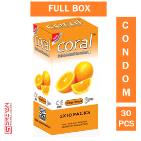 Coral Orange Natural Latex condoms - 30Pcs Full Box