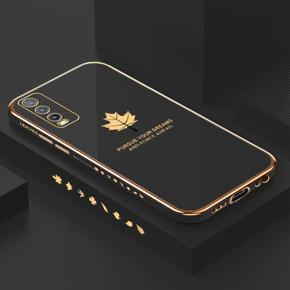 Hontinga for Vivo Y20 2021 Y20i Y20S Y12S Y20S G Y12A Back Cover Luxury 6D Plating Maple Leaf Side Pattern Case Soft Silicone Square Phone Cases