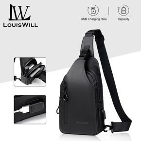 LouisWill Men's Shoulder Bag Waterproof Oxford Cross Body Chest Bags Double Layer Zipper Bag High-Capacity Messenger Bag Male Waist Fanny Pack Bag Travel Phone Pouch Fashion Chest Bag