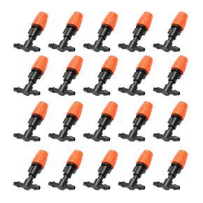 20pcs Small Size Plastic Adjustable Sprayer Nozzles Suits Garden Water Cooling Spray Sprinkler Nozzle Suit Drip Irrigation Pipe Equipment with Hose Connector