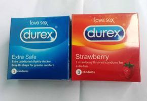 Durex Extra Safe, Durex Strawberry 2 different flavor 3 X 2 total 6 piece