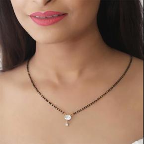 Single stone gold plated mangalsutra for women