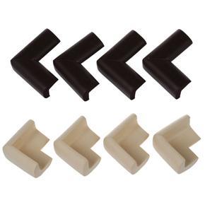 8Pcs Child Baby Safety Desk Table Edge Cover Guard Corner Protector Cushion, 4Pcs White & 4Pcs Light Brown