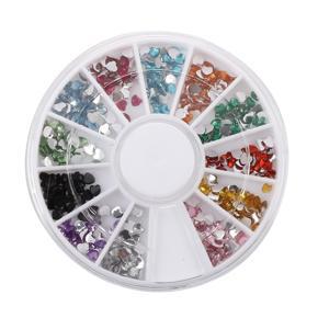 300pcs 2mm 12 Colors Glitter Heart Nail Art UV Acrylic Tips Rhinestones Wheel