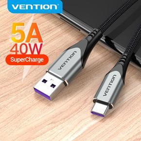 Vention 5A USB Type C Cable for Xmi Huawei P40 Pro Mate 30 P30 Supercharge 40W USB-C Charger Cable Fast Charging Wire Cord