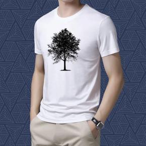 Tree White Half Sleeve T-Shirt For Men