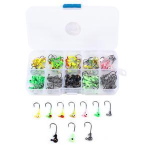 100pcs/box Multicolor Jig Head Hooks with Single Hook Sea Fishing Enquipment Tackle Box