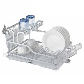 2 Layer Dish Rack,Draining Board & Dish Holder Silver Color