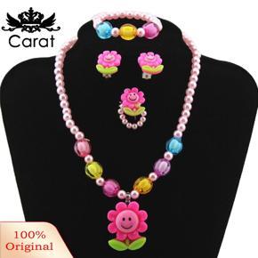 Carat Fashion 5Pcs Baby Girls Jewelry Set Sunflower Necklace Bracelet Ear Studs Ring