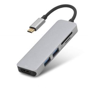 Usb C Hub Adapter With 4K Secure Digital Memory Card Slots For Macbook Pro - grey