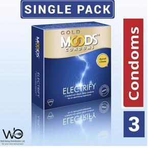 Moods - Gold Electrify Condom - Single Pack - 3x1=3pcs