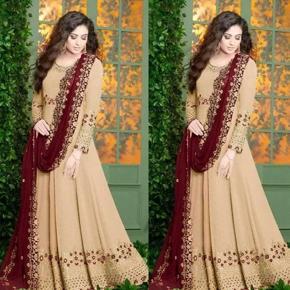 Party Gown-Semi Stiched With Weightless Georgette Heavy Soft Dress Best Quality Embroidery Work Anarkali Gown For Girl And Only Women