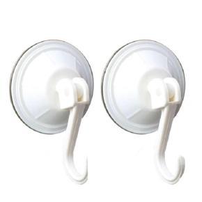 2 Pcs Removable Vacuum Wall Strong Suction Cup Hook Hangers - White