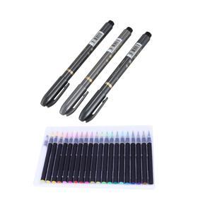 BRADOO- 3 Pcs Soft Brush Calligraphy Neutral Pen (Size S M L) & 1 Set 20 Color Premium Painting Soft Brush Pen Set