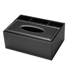 PU Leather Tissue Box Cover Home Table Car Napkin Case Holder Storage Organiser - Regular black