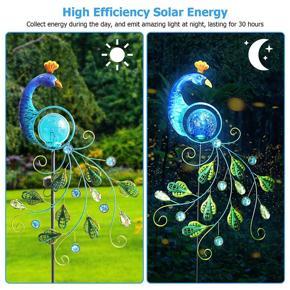 XHHDQES Solar Garden Lights Peacock Lights Metal Peacock Solar Stake Waterproof Landscape Path Lights for Patio Yard Decorations