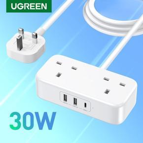 UGREEN Extension Lead with 30W USB C Slot, Power Strip with 2 Way Outlets 3250W 13A, 2 USB-A and 1 Type C Ports,1.8M Extension Cord Power Adapter for Phones/Tablets/Laptops for Home Office