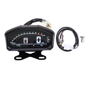 Universal Motorcycle Digital Meter LCD Speedometer Odometer RPM Tachometer W/Bracket for 1,2,4 Cylinders Adjust