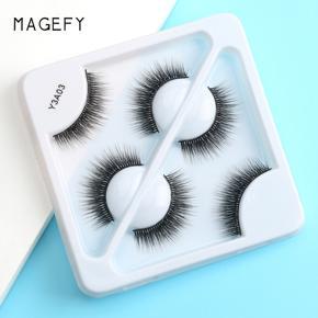 MAGEFY 3 Pair 3D Mink Eyelashes Fluffy Dramatic Eyelashes Makeup Wispy Mink Lashes Natural Long False Eyelashes Y3A03