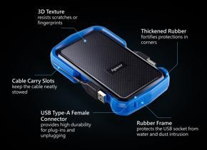 Apacer- AC631- 1TB/2TB Military-Grade Shockproof Portable Hard Drive IP55 Rated Water & Dust Resistant Anti Scratch