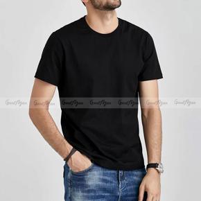 Premium Quality Solid Black Color Cotton Short Sleeve T-Shirt for Men.