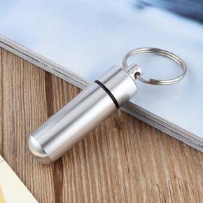 Waterproof Aluminum Light Silver Survival Pill Storage Bottle Holder Container Keychain