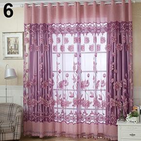 Home Flower Tulle Door Window Curtain Drape Panel Sheer Decor Valances