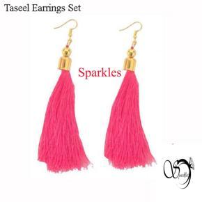 Tassel Earrings Set - Pink color- 1 pair