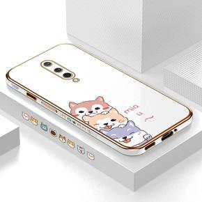 Hontinga for OnePlus 8 Back Cover Luxury 6D Plating Cute Cartoon Printing Side Pattern Case Soft Silicone Square Phone Cases