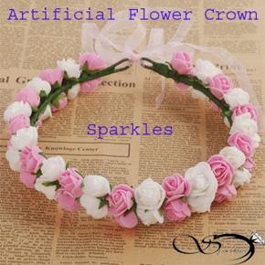 Artificial white and Pink flower crown for girl & Women-1pc