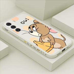 Hontinga for Samsung Galaxy S22 5G Back Cover Cute Cartoon Side Design Case Square Edge Liquid Silicone Phone Case