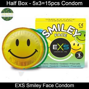 EXS Condom - Smiley Face Condom - Half Box (5 Pack Contains 15pcs Condom)