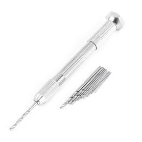 Mini Hand Drill Durable Silver 10 Bit Craft Work for Watch Repair