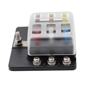 6 Way Blade Fuse Box with LE-D Indicator Fuse Block for Car Boat Marine Caravan 12V 24V